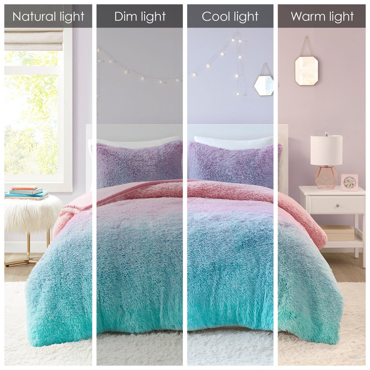 Intelligent Design Talia Ombre Shaggy Faux Fur Comforter Set