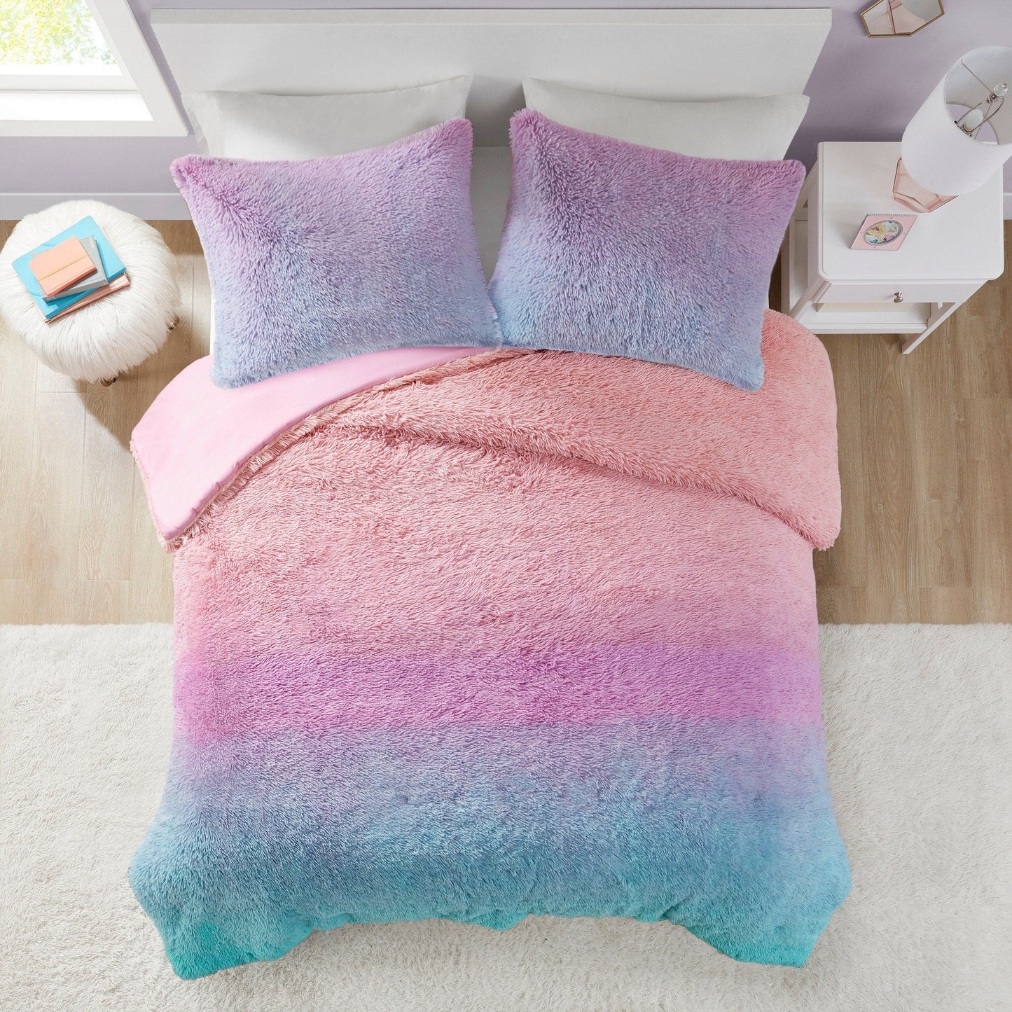 Intelligent Design Talia Ombre Shaggy Faux Fur Comforter Set