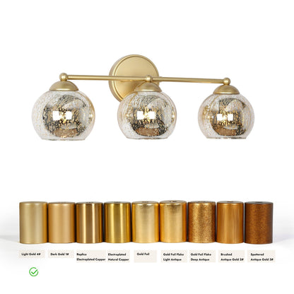Mid-Century Modern Glam Gold Bathroom Vanity Light 3-Light Wall Lamp with Mercury Glass - 21 L x 7 W x 8 H