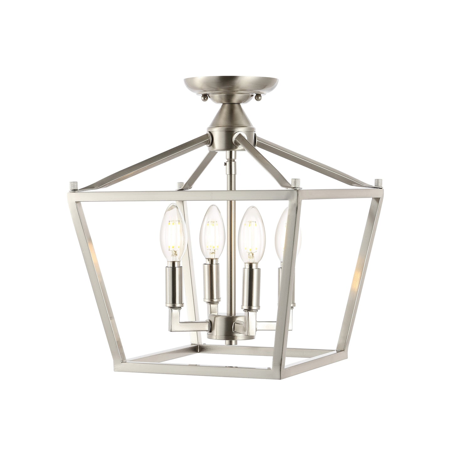 Milton Mini Lantern 4-Light Iron Modern Farmhouse LED Flush Mount, by JONATHAN Y