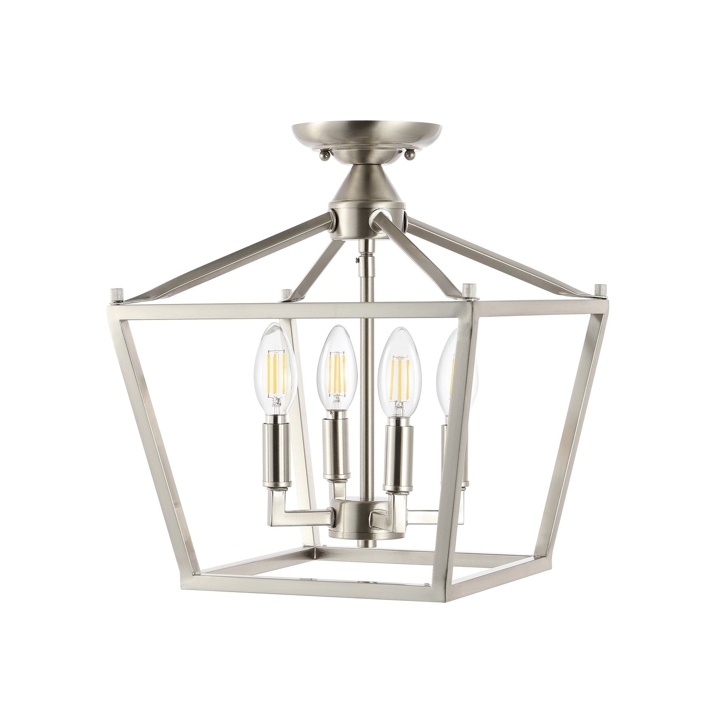 Milton Mini Lantern 4-Light Iron Modern Farmhouse LED Flush Mount, by JONATHAN Y