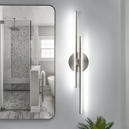 Minimalist 2-Light Dimmable LED Vanity Light Linear Metal Wall Sconce