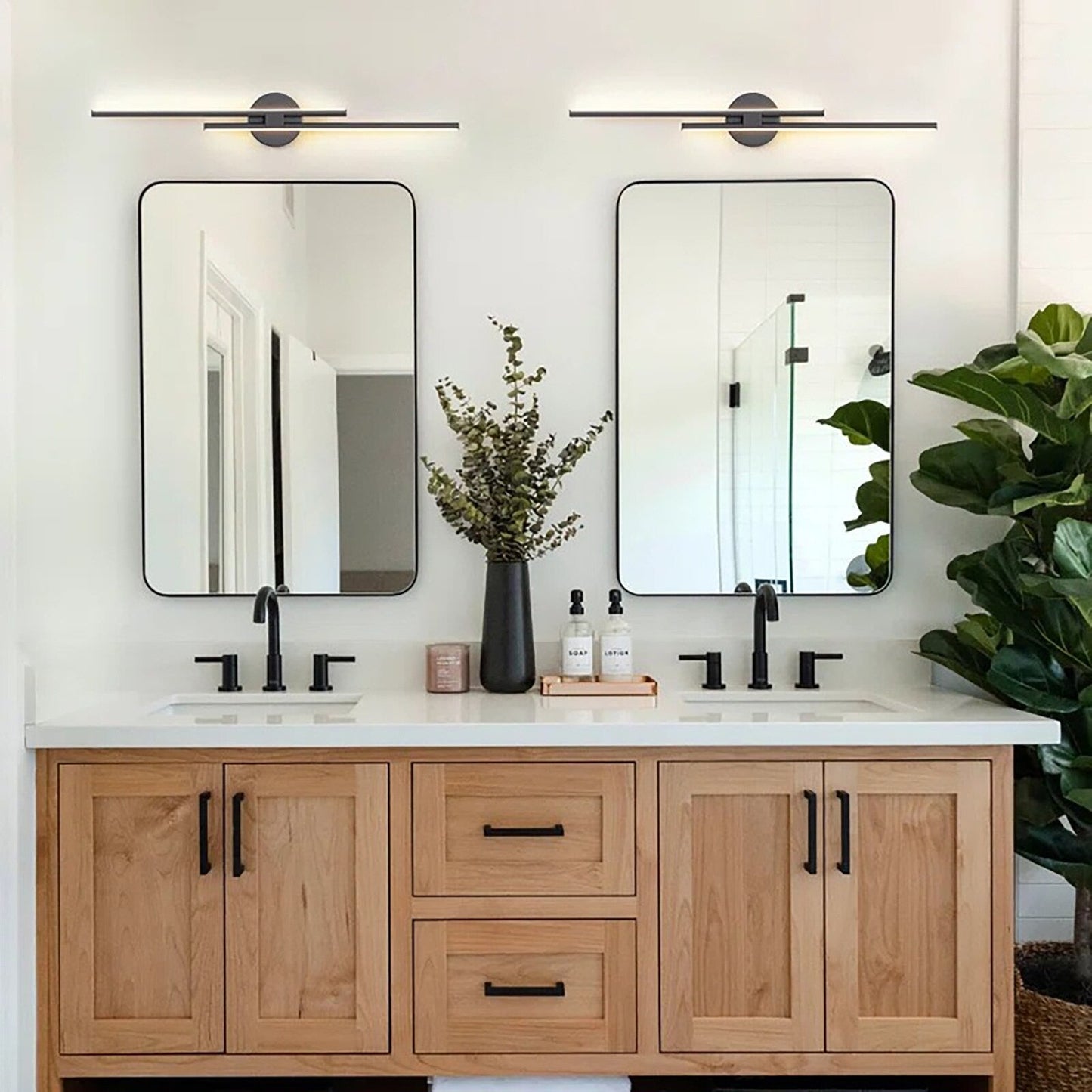 Minimalist 2-Light Dimmable LED Vanity Light Linear Metal Wall Sconce