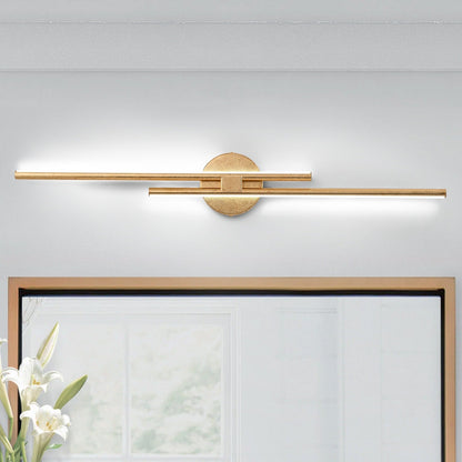Minimalist 2-Light Dimmable LED Vanity Light Linear Metal Wall Sconce