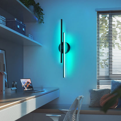 Minimalist 2-Light Dimmable LED Vanity Light Linear Metal Wall Sconce