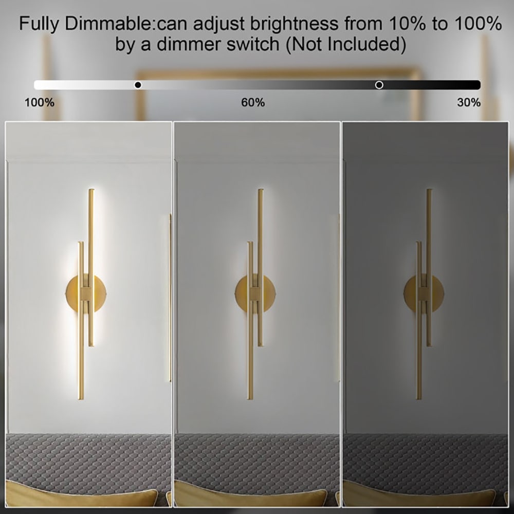 Minimalist 2-Light Dimmable LED Vanity Light Linear Metal Wall Sconce