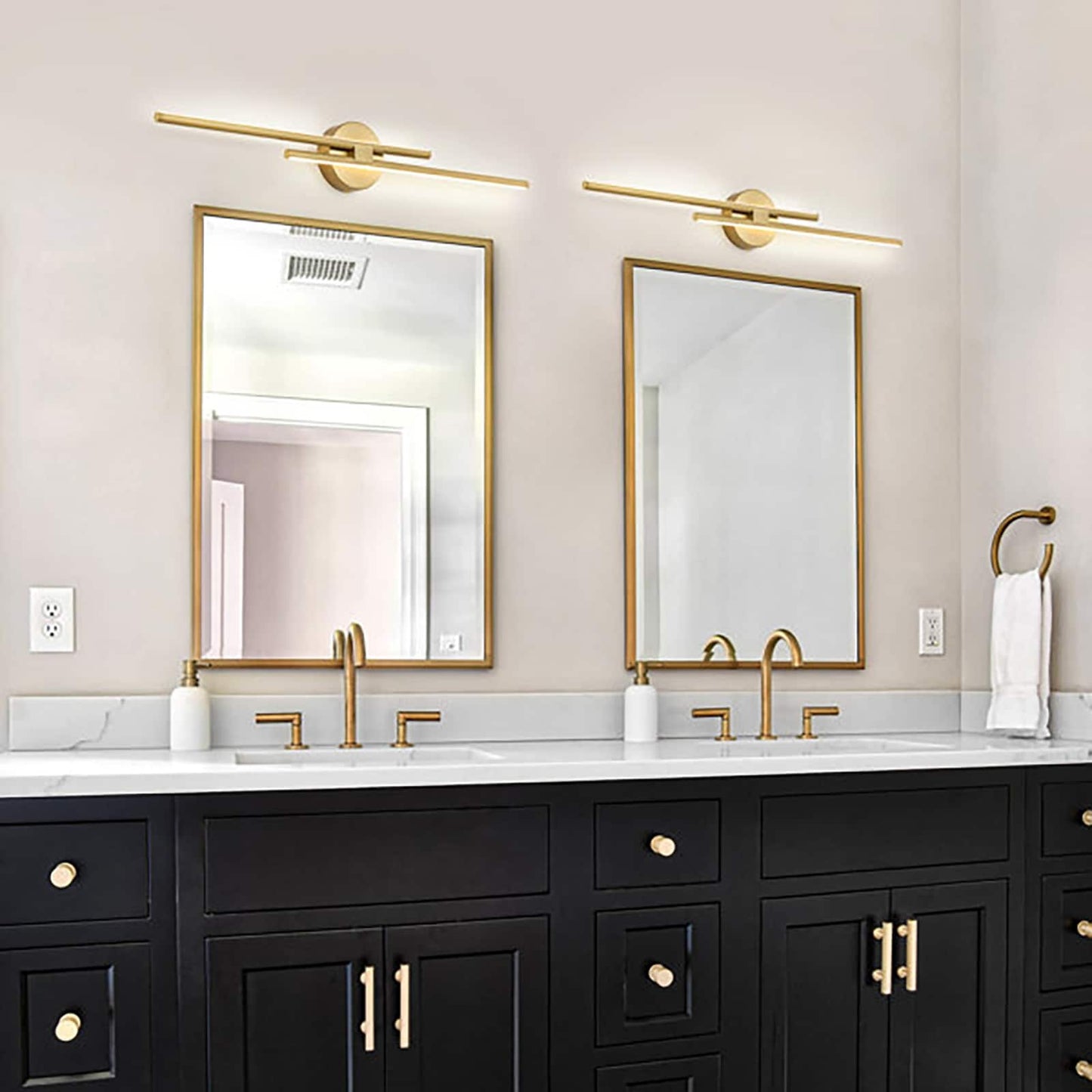 Minimalist 2-Light Dimmable LED Vanity Light Linear Metal Wall Sconce