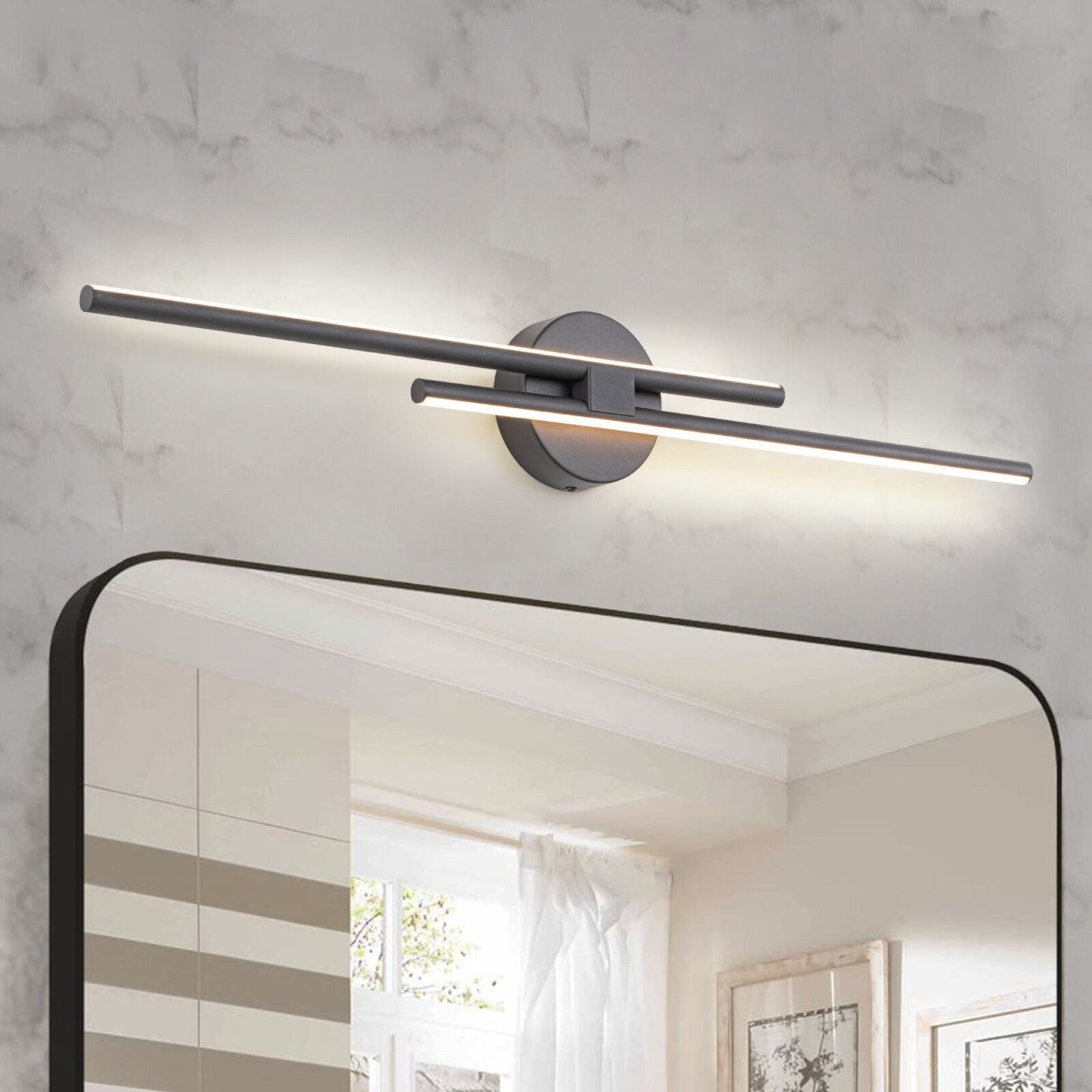 Minimalist 2-Light Dimmable LED Vanity Light Linear Metal Wall Sconce