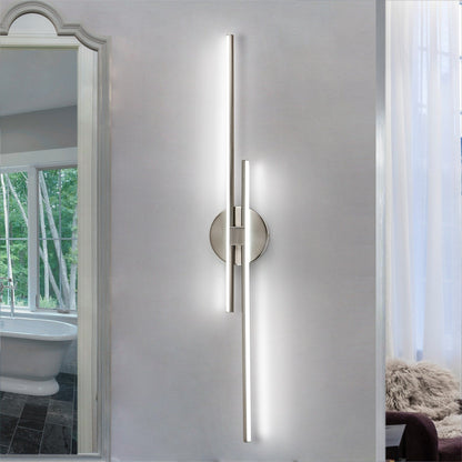 Minimalist 2-Light Dimmable LED Vanity Light Linear Metal Wall Sconce