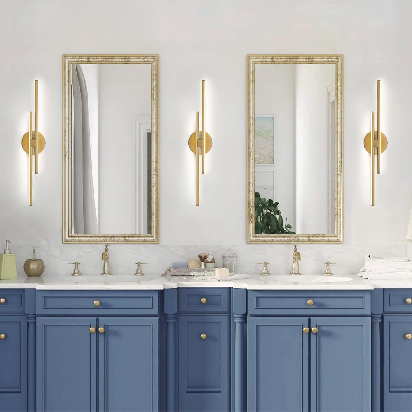 Minimalist 2-Light Dimmable LED Vanity Light Linear Metal Wall Sconce