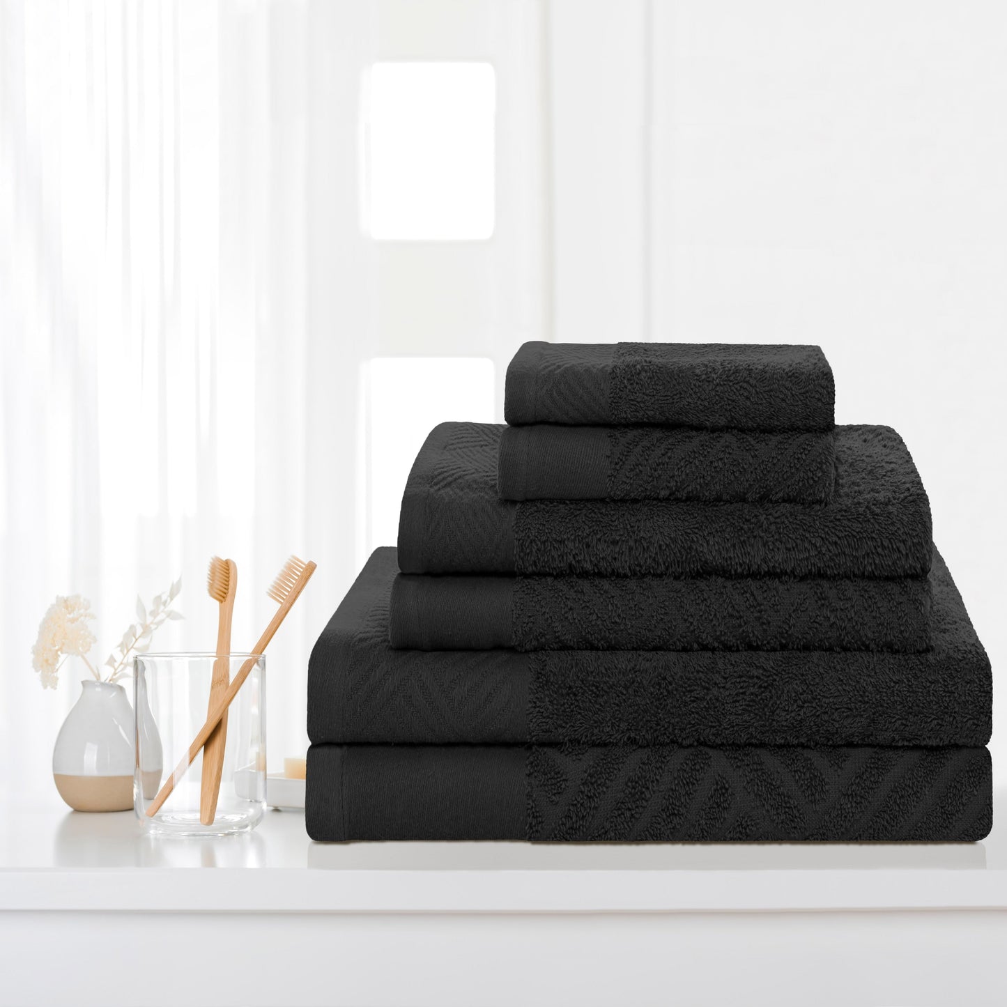Superior 100-percent Egyptian Cotton Basket Weave 6-Piece Towel Set