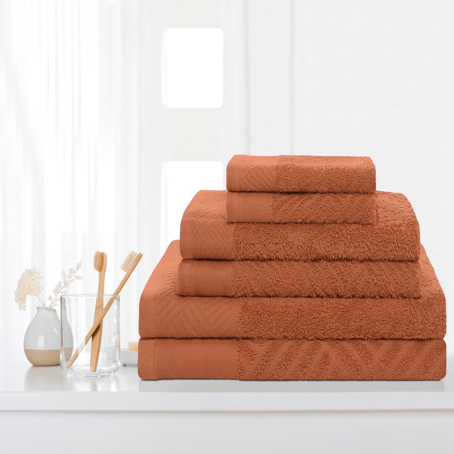 Superior 100-percent Egyptian Cotton Basket Weave 6-Piece Towel Set
