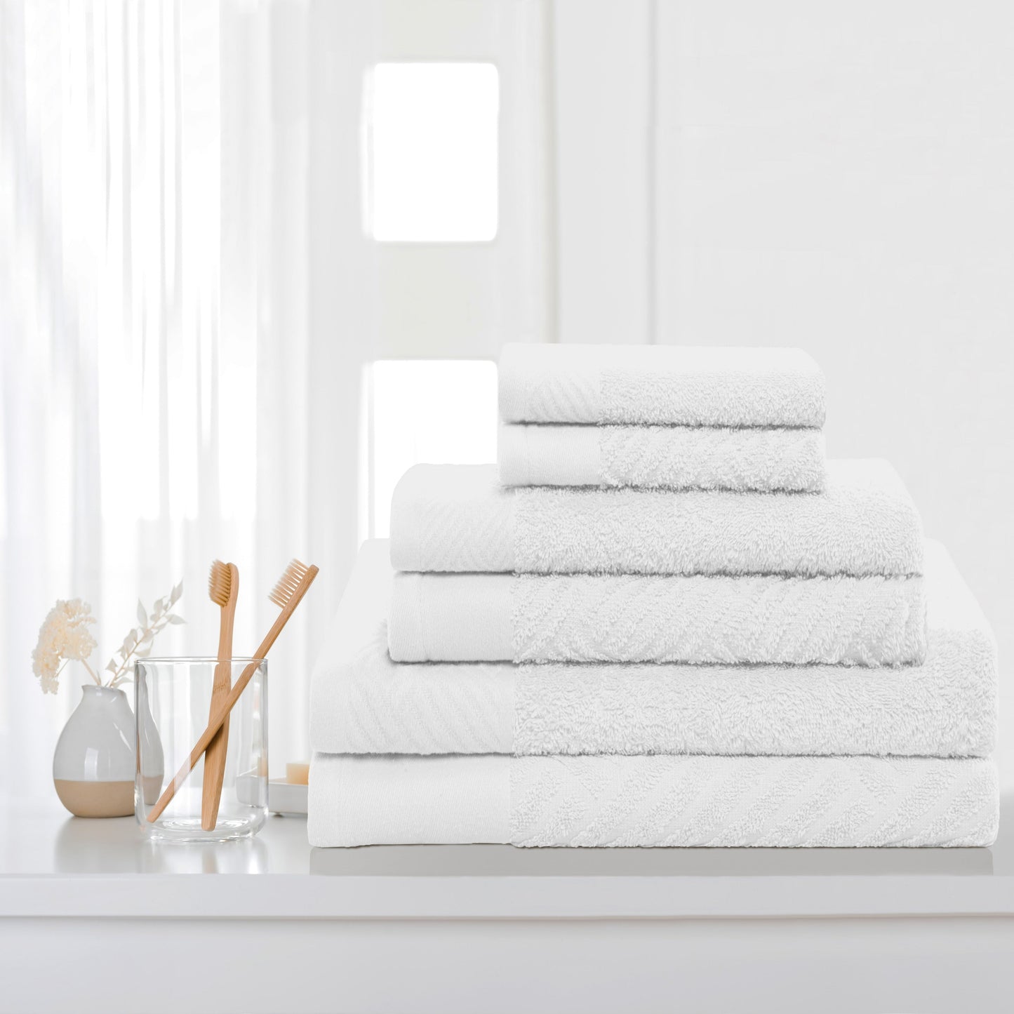 Superior 100-percent Egyptian Cotton Basket Weave 6-Piece Towel Set