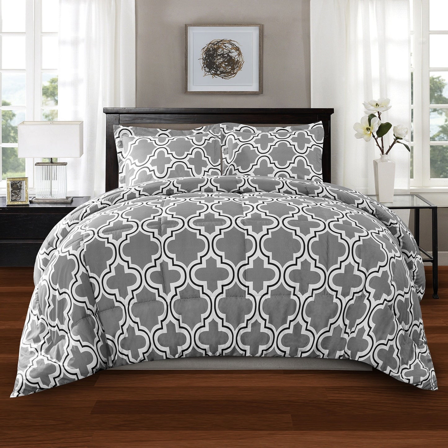 Superior All Season Down Alternative Trellis Comforter Set