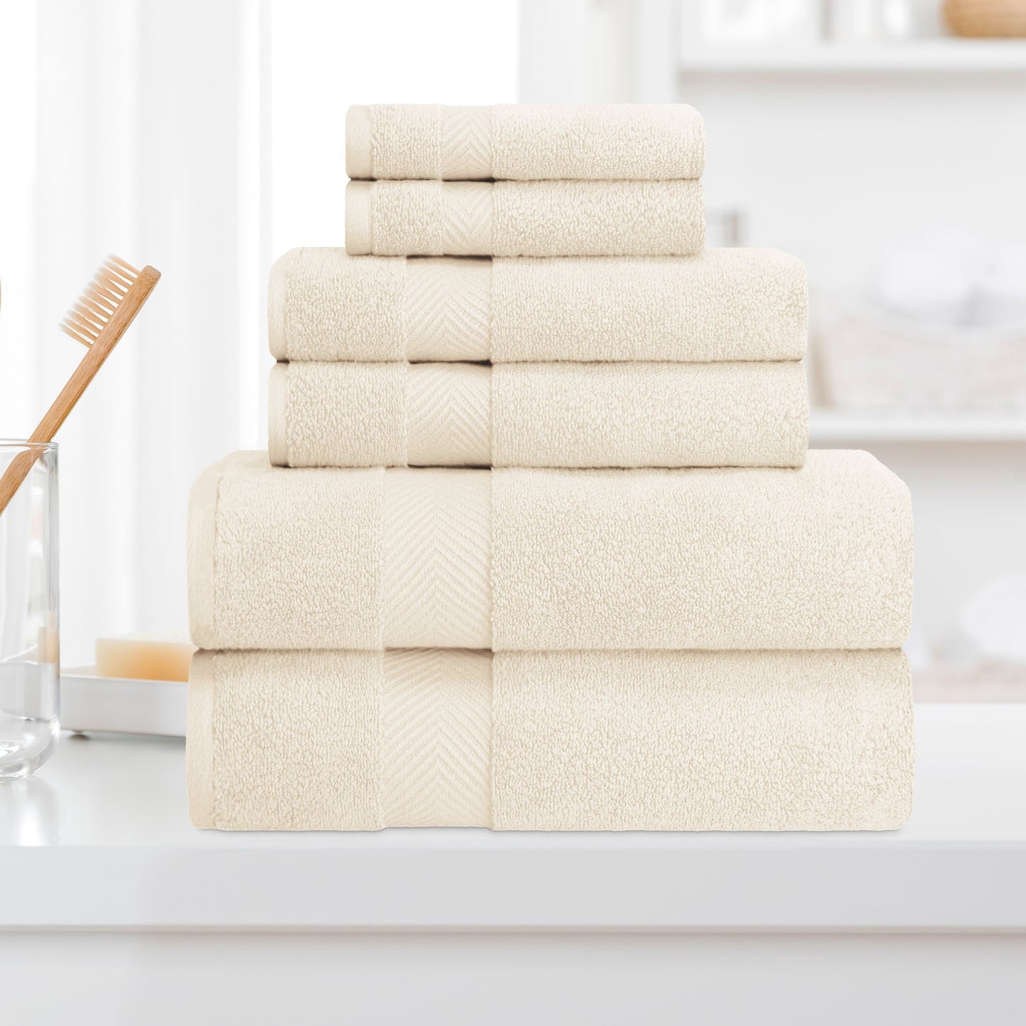 Superior Soft and Absorbent Zero Twist Cotton 6-piece Towel Set