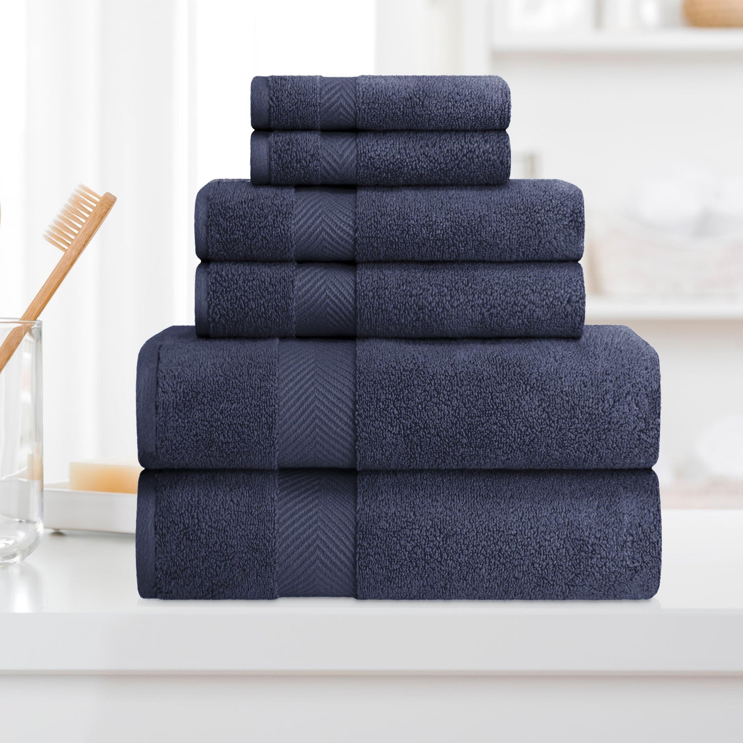 Superior Soft and Absorbent Zero Twist Cotton 6-piece Towel Set