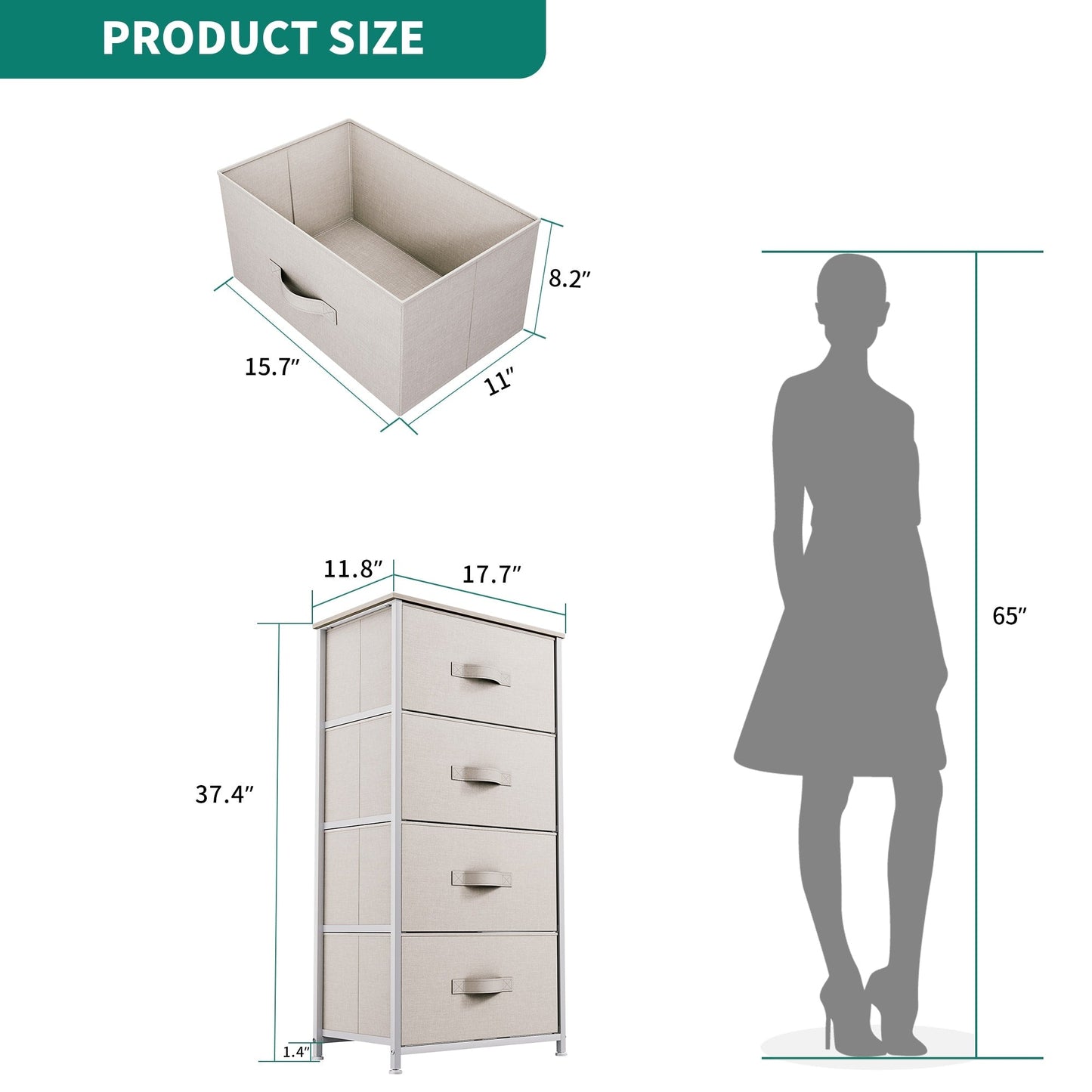 Modern 4/8/10-drawer Bedroom Fabric Dresser Storage Tower with Wood Top