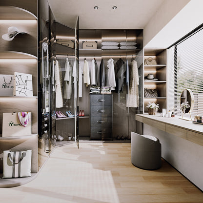 Modern 4/8/10-drawer Bedroom Fabric Dresser Storage Tower with Wood Top