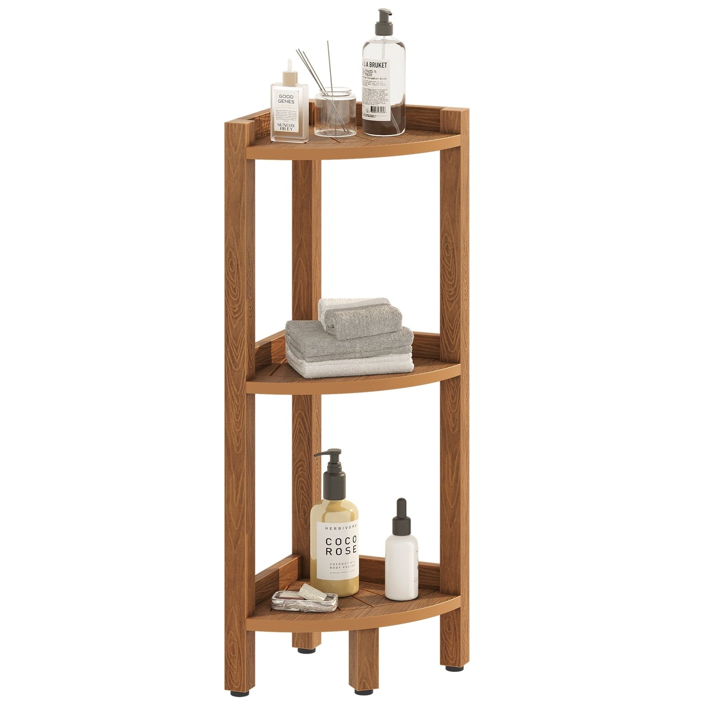 Moasis Bathroom 3-Tier Corner Shelf Corner Stool Poly Lumber Shelf Organizer