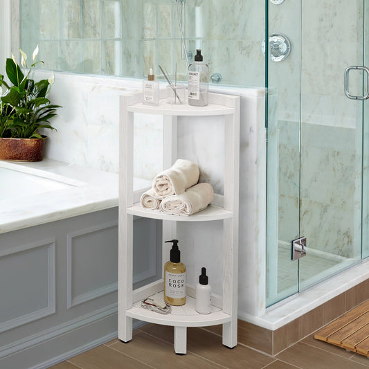 Moasis Bathroom 3-Tier Corner Shelf Corner Stool Poly Lumber Shelf Organizer