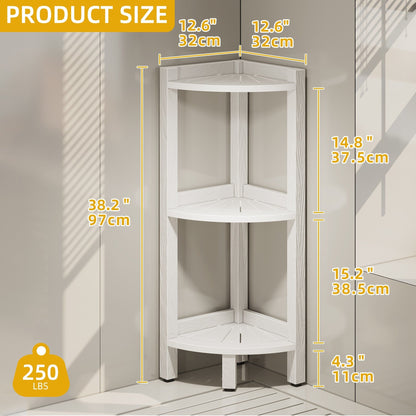 Moasis Bathroom 3-Tier Corner Shelf Corner Stool Poly Lumber Shelf Organizer