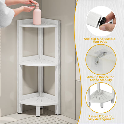 Moasis Bathroom 3-Tier Corner Shelf Corner Stool Poly Lumber Shelf Organizer