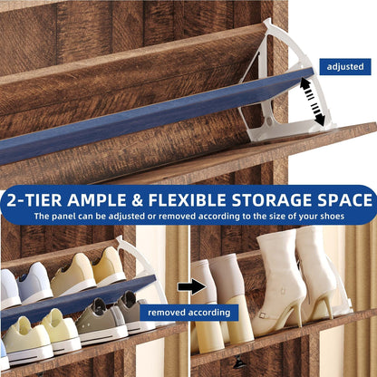 Moasis Shoe Storage Cabinet Organizer with 2 Compartments for Entryway Hallway