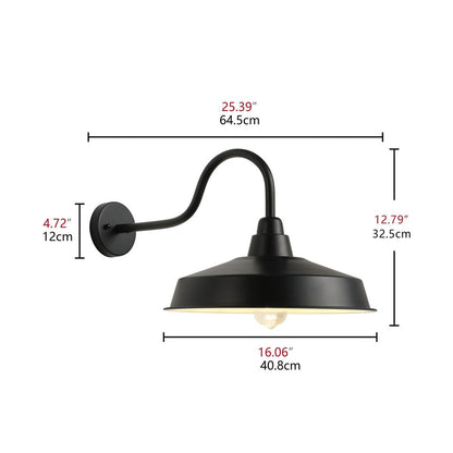 Modern 16 Inch Gooseneck Wall Mount Matte Black Barn Light Fixture