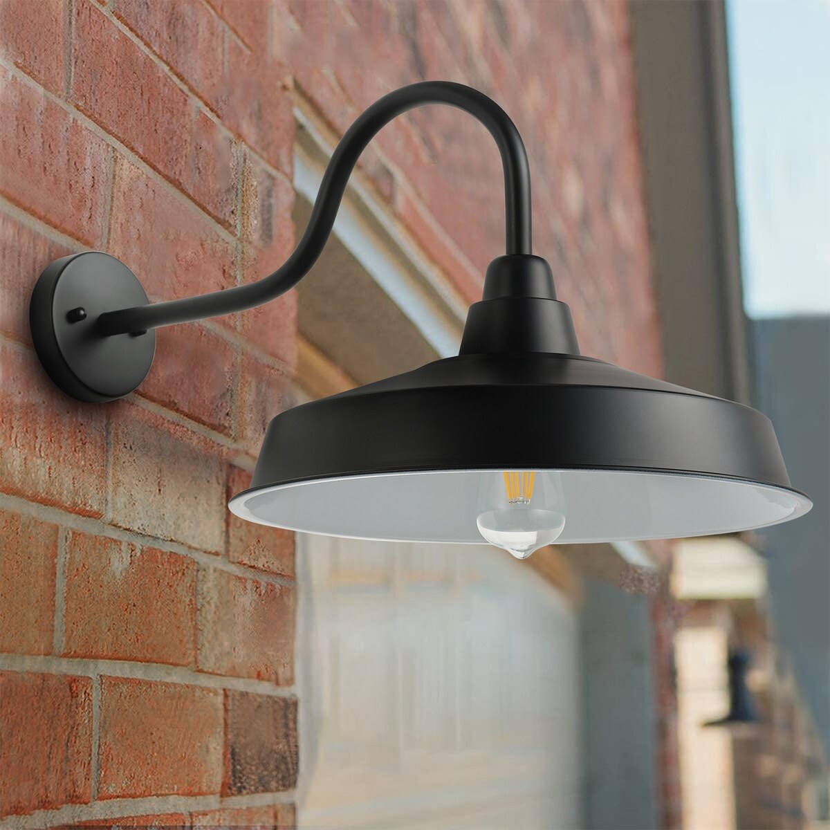 Modern 16 Inch Gooseneck Wall Mount Matte Black Barn Light Fixture