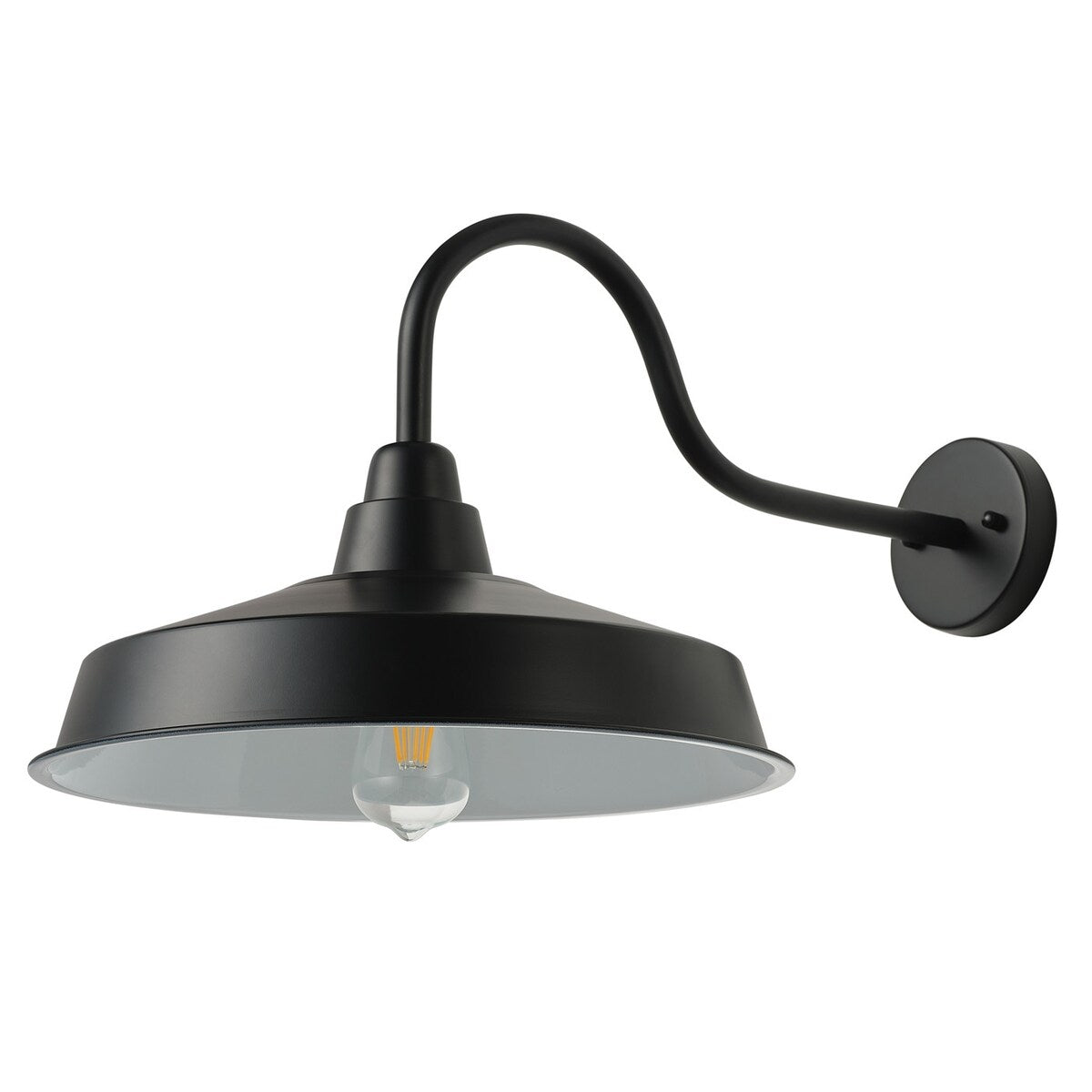 Modern 16 Inch Gooseneck Wall Mount Matte Black Barn Light Fixture