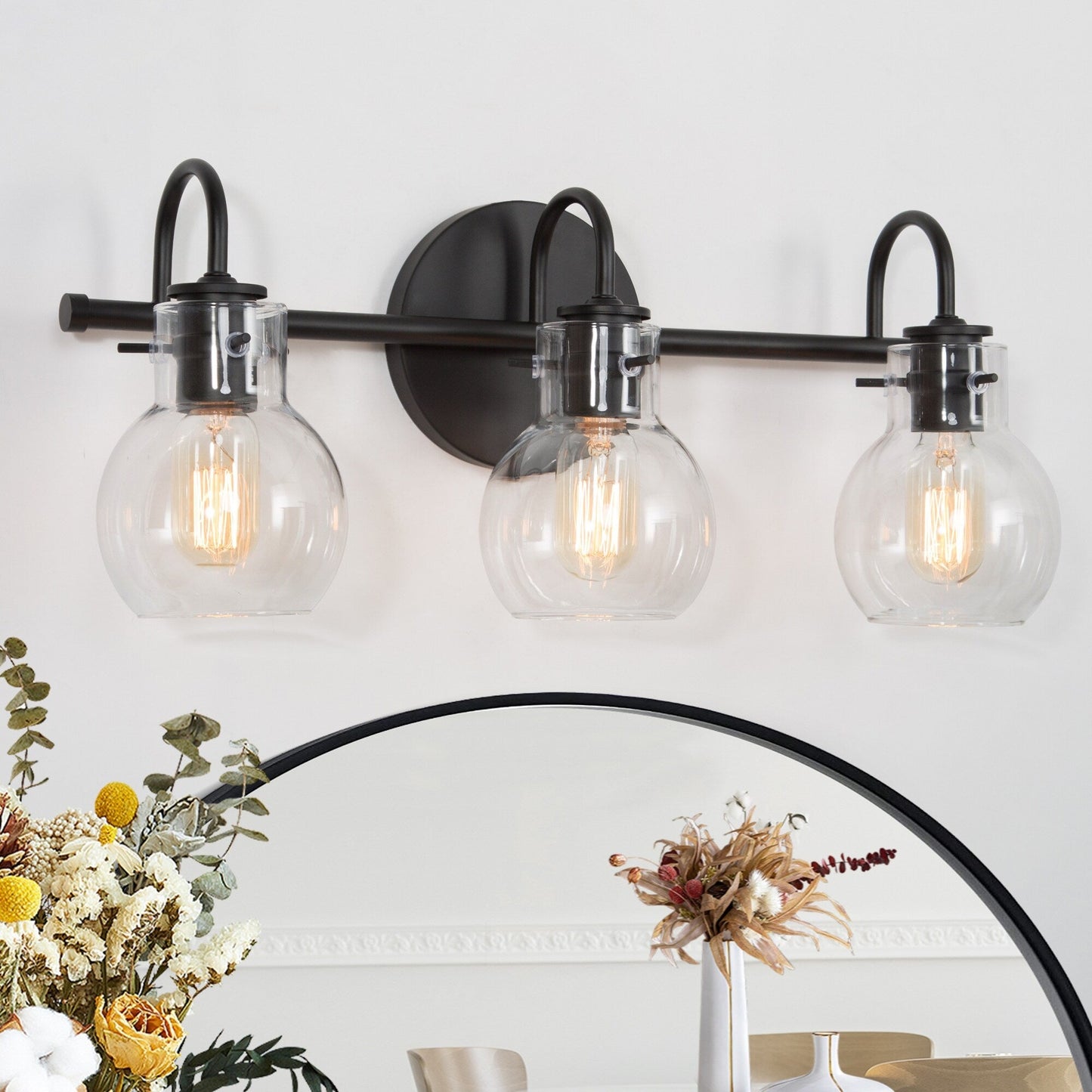 Modern 2/3/4/5-Light Bathroom Vanity Light Globe Glass Wall Sconce Minimalist Design