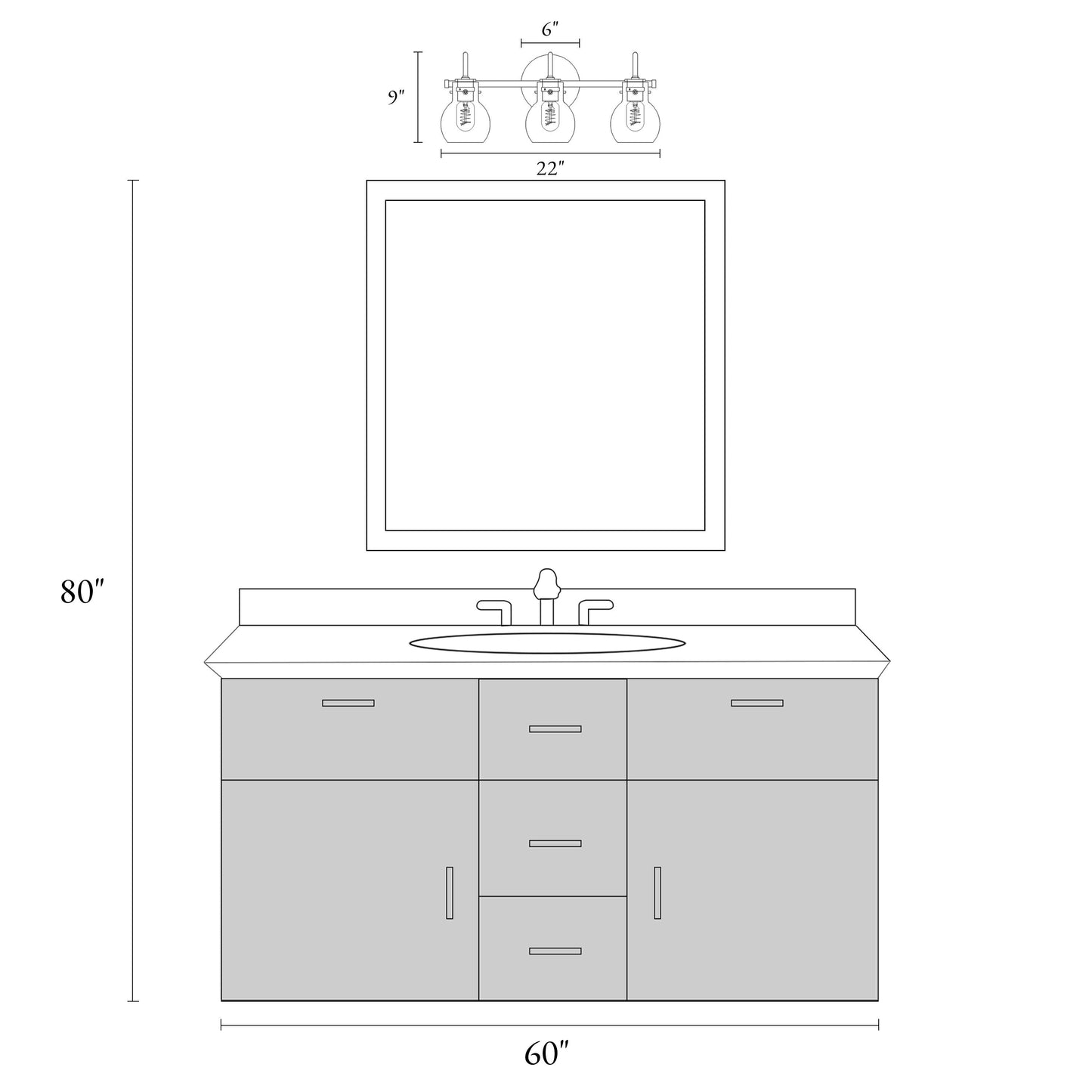 Modern 2/3/4/5-Light Bathroom Vanity Light Globe Glass Wall Sconce Minimalist Design