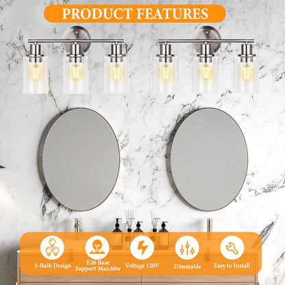 Modern 2/3/4-light Bathroom Dimmable Vanity Lights Wall Sconces