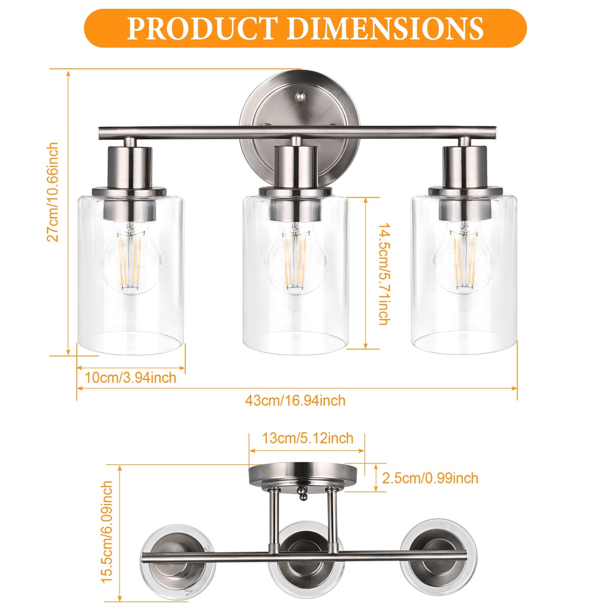 Modern 2/3/4-light Bathroom Dimmable Vanity Lights Wall Sconces