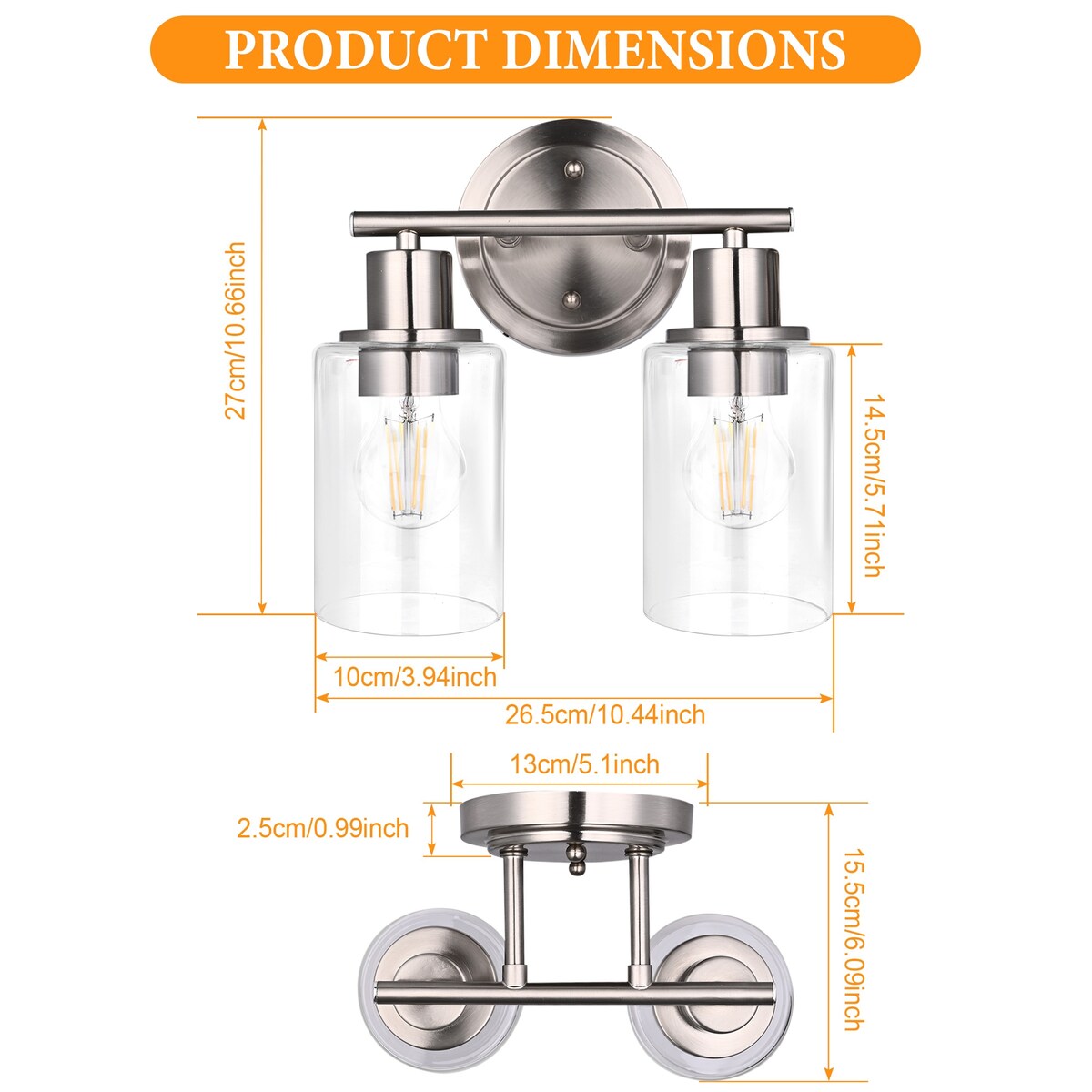 Modern 2/3/4-light Bathroom Dimmable Vanity Lights Wall Sconces