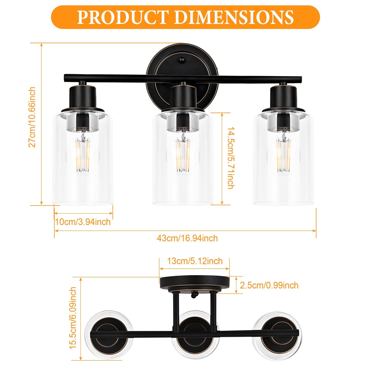 Modern 2/3/4-light Bathroom Dimmable Vanity Lights Wall Sconces