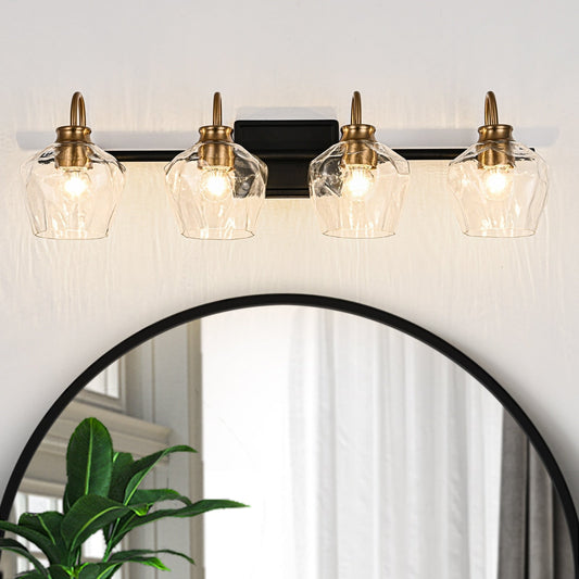 Modern 3/4-lights Bathroom Dimmable Vanity Lights Wall Sconces with Glass Shade