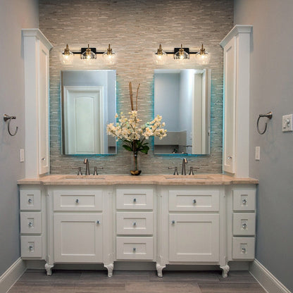 Modern 3/4-lights Bathroom Dimmable Vanity Lights Wall Sconces with Glass Shade