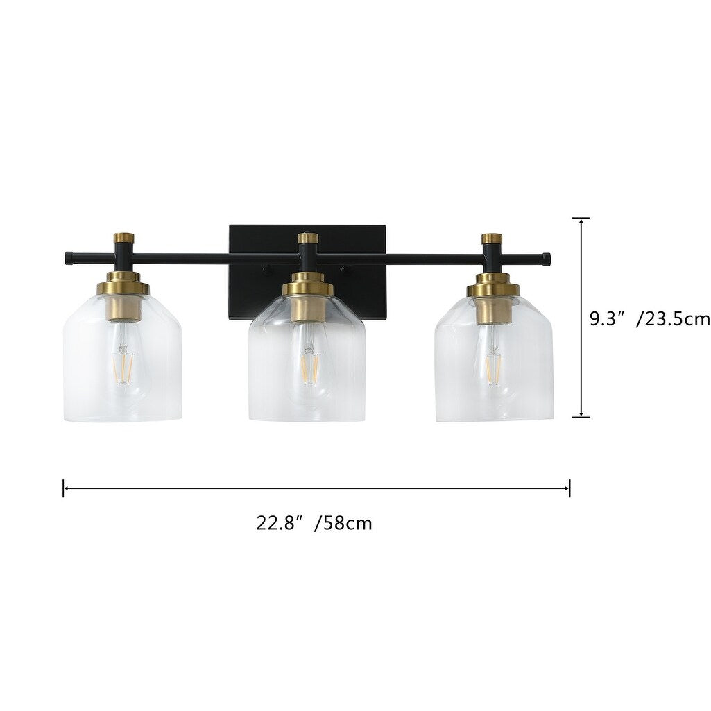 Modern 3-Light Transparent Glass Style Vanity Lighting Fixture