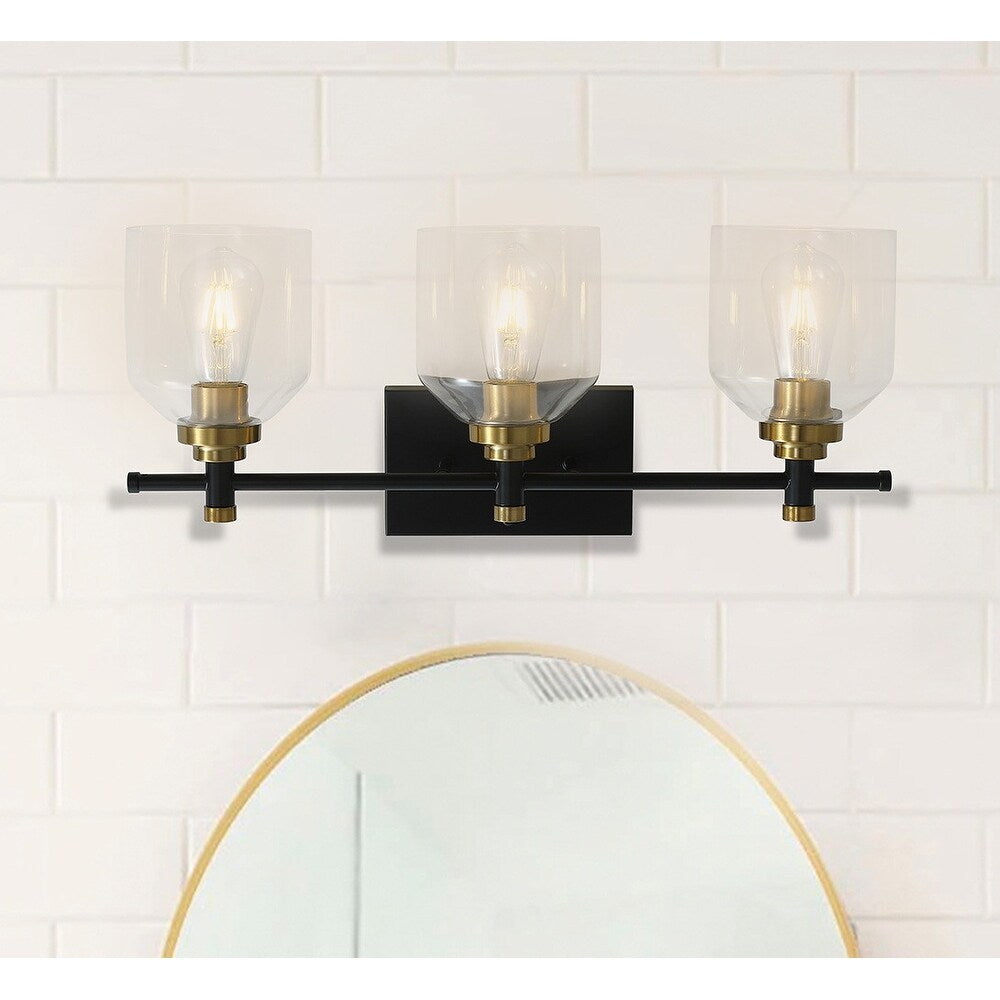 Modern 3-Light Transparent Glass Style Vanity Lighting Fixture