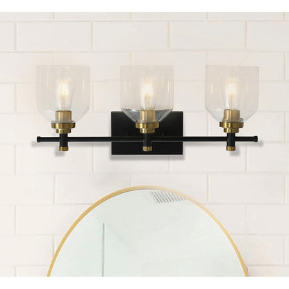Modern 3-Light Transparent Glass Style Vanity Lighting Fixture
