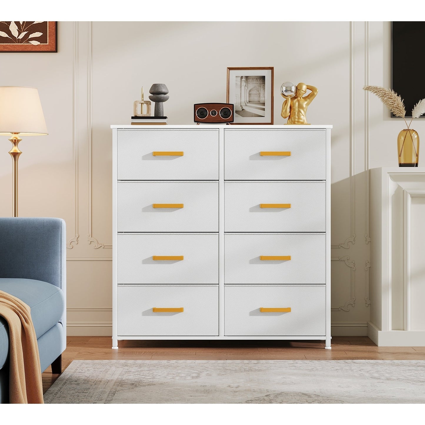 Modern 4/8/10-drawer Bedroom Fabric Dresser Storage Tower with Wood Top