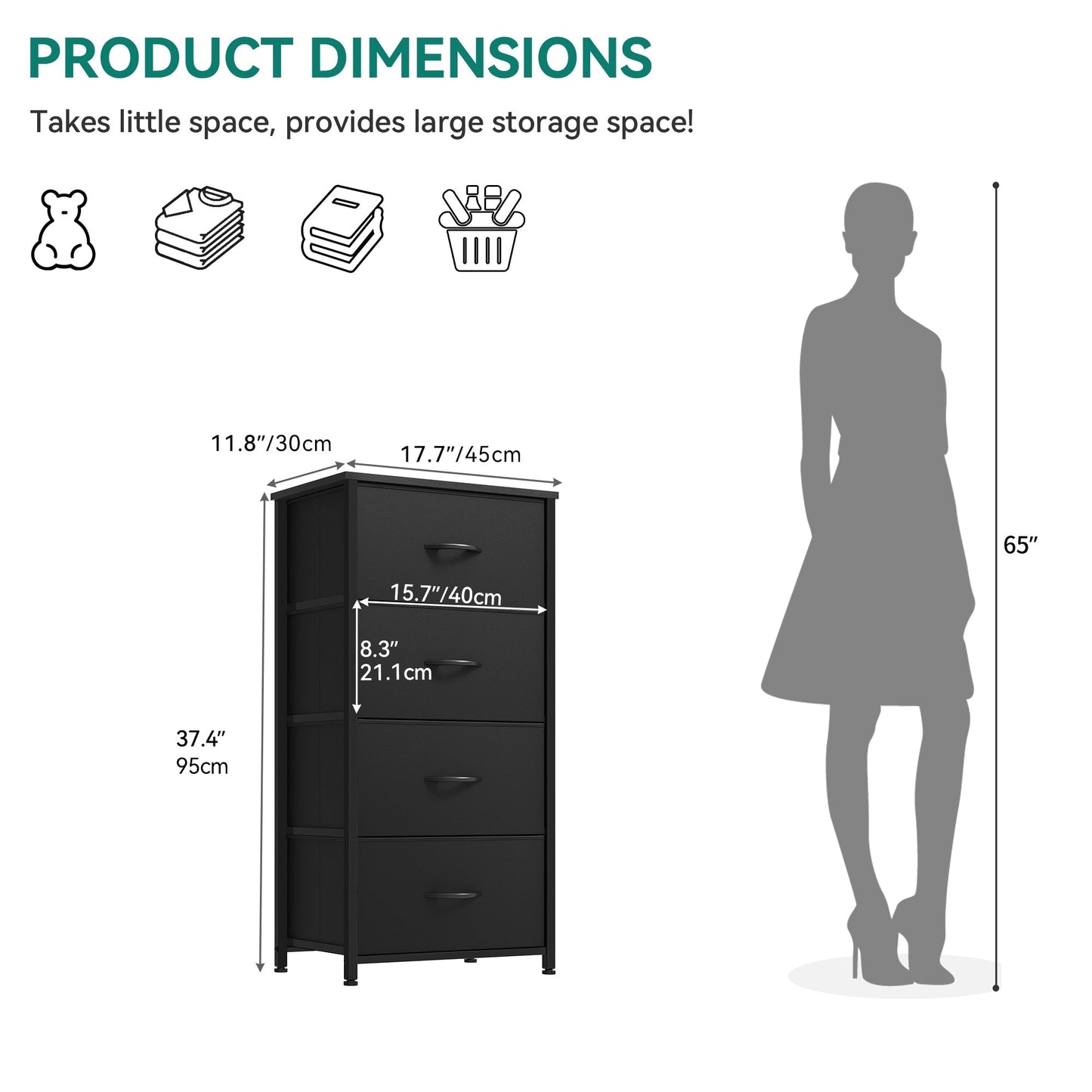 Modern 4/8/10-drawer Bedroom Fabric Dresser Storage Tower with Wood Top