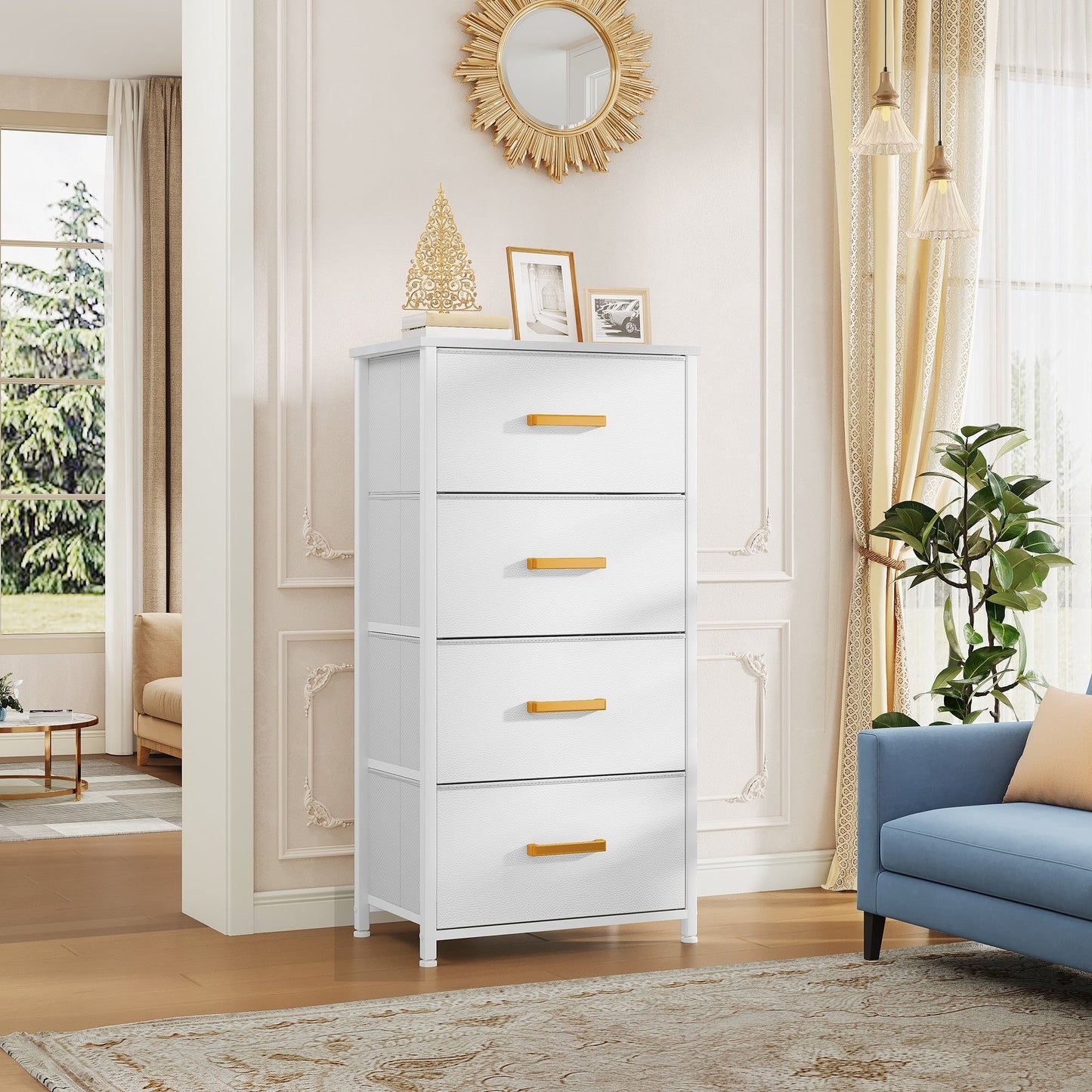 Modern 4/8/10-drawer Bedroom Fabric Dresser Storage Tower with Wood Top