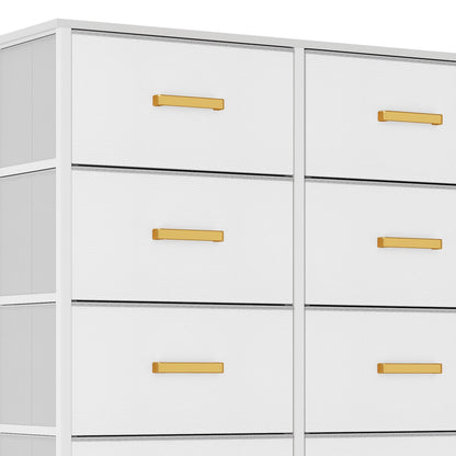 Modern 4/8/10-drawer Bedroom Fabric Dresser Storage Tower with Wood Top