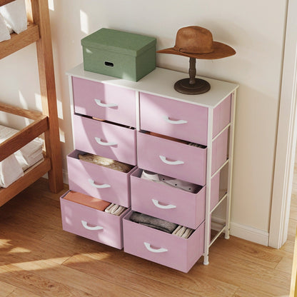 Modern 4/8/10-drawer Bedroom Fabric Dresser Storage Tower with Wood Top