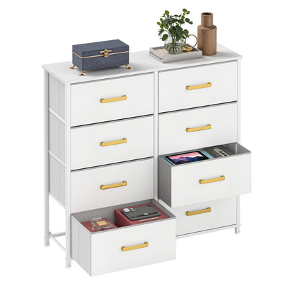 Modern 4/8/10-drawer Bedroom Fabric Dresser Storage Tower with Wood Top
