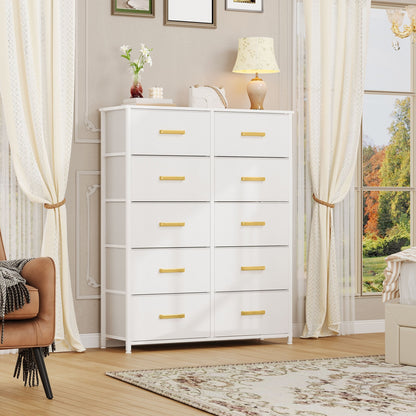 Modern 4/8/10-drawer Bedroom Fabric Dresser Storage Tower with Wood Top