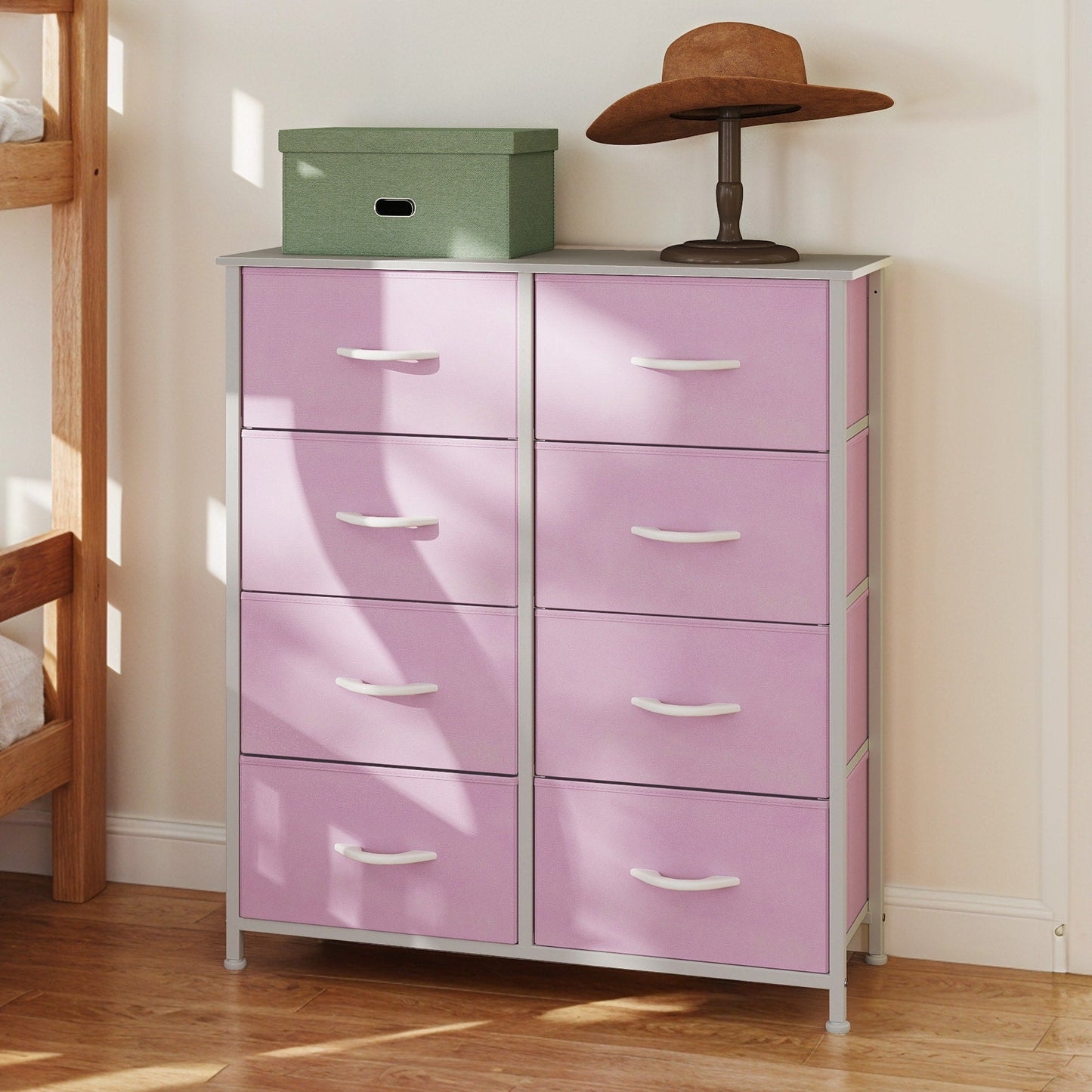 Modern 4/8/10-drawer Bedroom Fabric Dresser Storage Tower with Wood Top