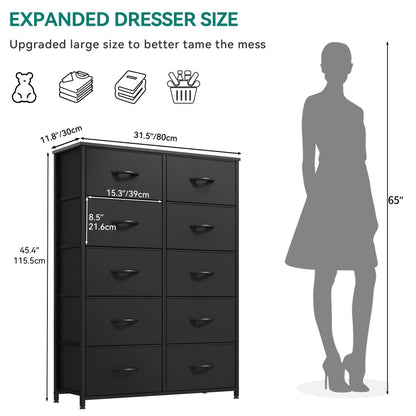 Modern 4/8/10-drawer Bedroom Fabric Dresser Storage Tower with Wood Top